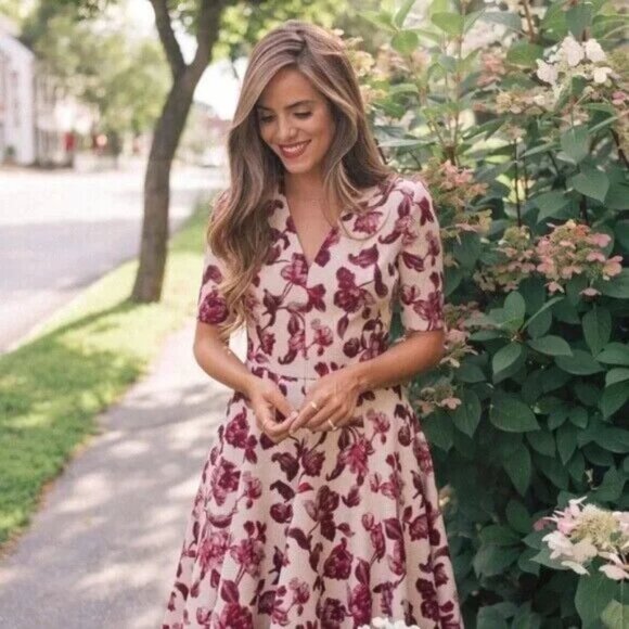 Gal Meets Glam Dresses & Skirts - Gal Meets Glam NWT New Edith City Crepe Fit & Flare Roses Dress Sz 2P